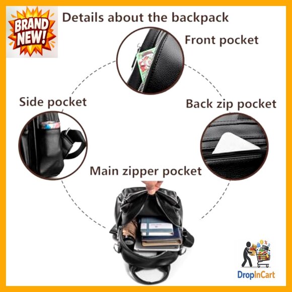 Mini Backpack Purse PU Leather Versatile 3-in-1 Fashion Handbag Travel Daypack main image 7